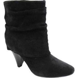 Steve Madden FOLD black suede fold over wood heel, beautiful!